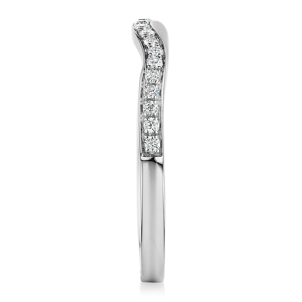 Round Brilliant curved wedding or eternity band in 14 carat white gold