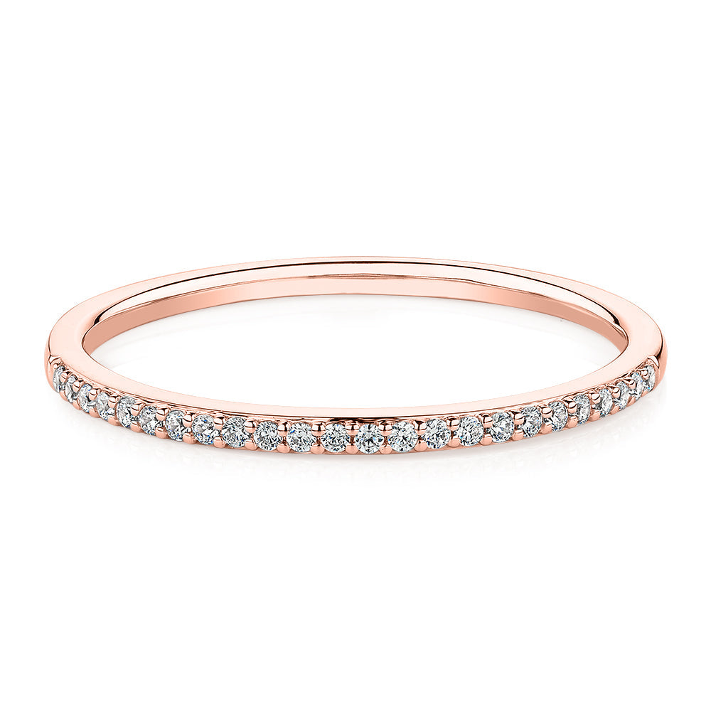 Round Brilliant wedding or eternity band in 10 carat rose gold