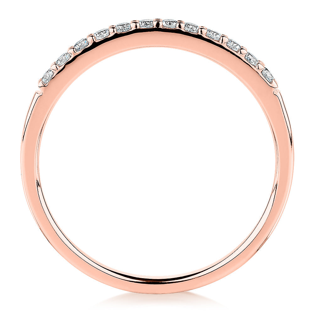 Wedding or eternity band in 14 carat rose gold