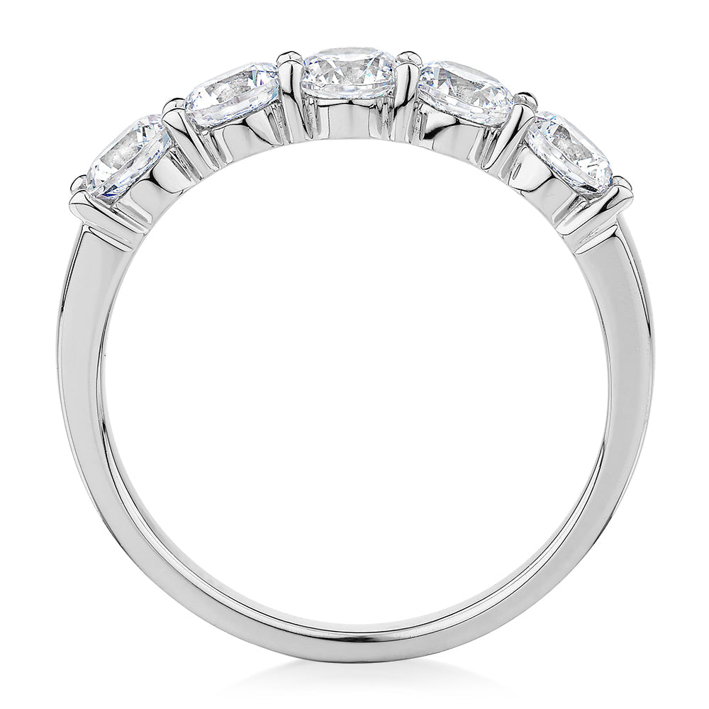 Dress ring with 1 carat* of diamond simulants in 14 carat white gold