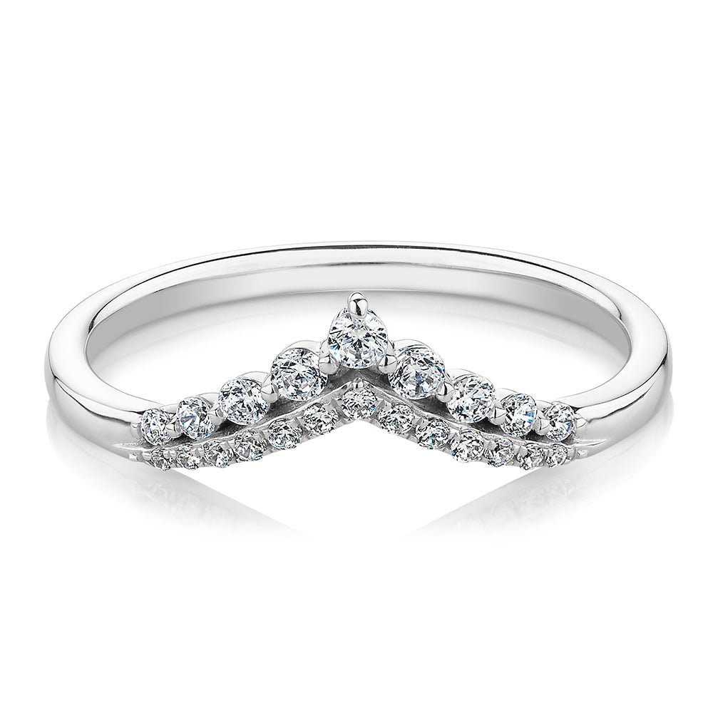 Round Brilliant curved wedding or eternity band in 10 carat white gold