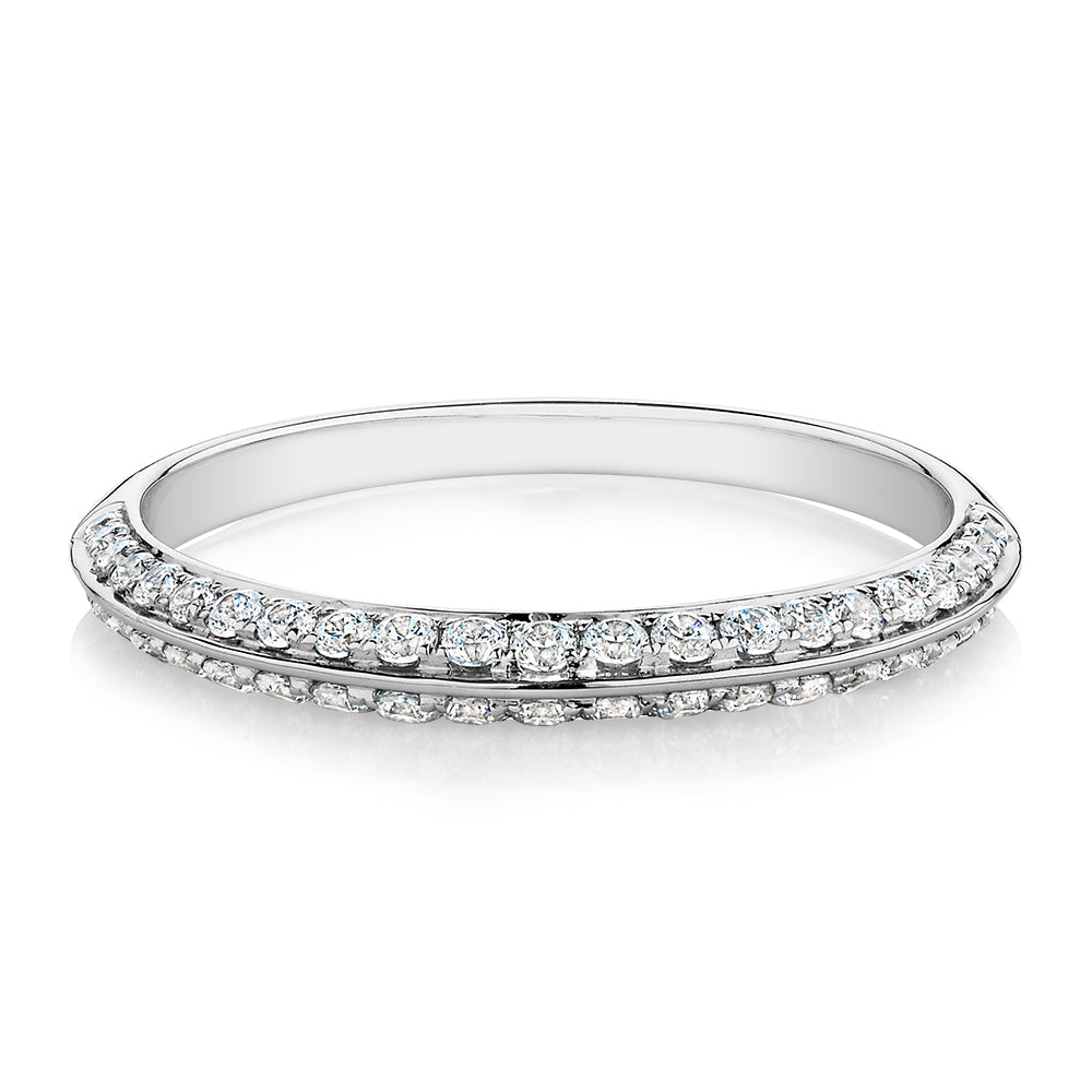Wedding or eternity band with 0.35 carats* of diamond simulants in 14 carat white gold