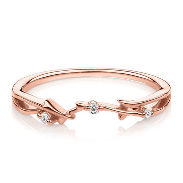 Wedding or eternity band with diamond simulants in 14 carat rose gold