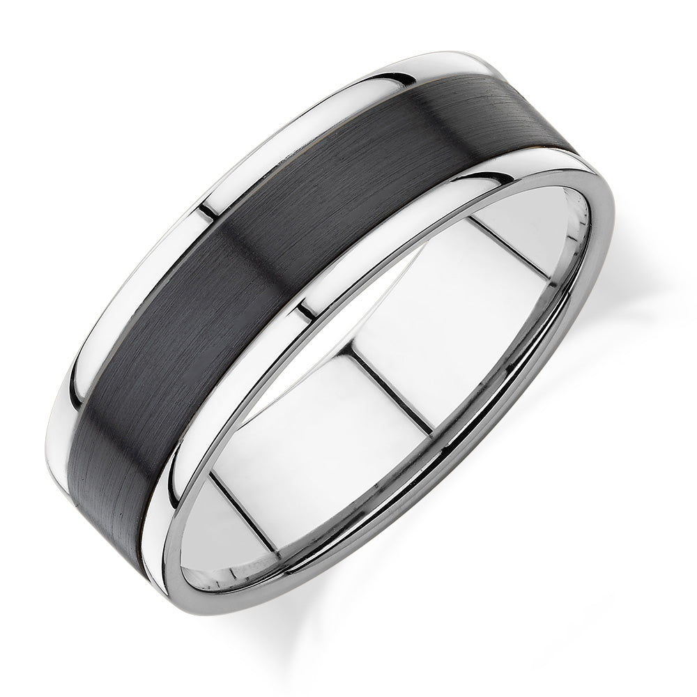 7mm wedding or eternity band in 10 carat white gold and zirconium