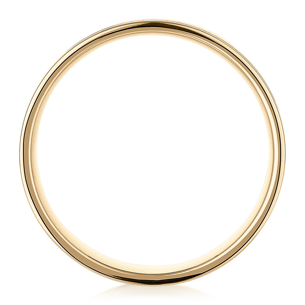 7mm wedding or eternity band in 10 carat yellow gold and zirconium