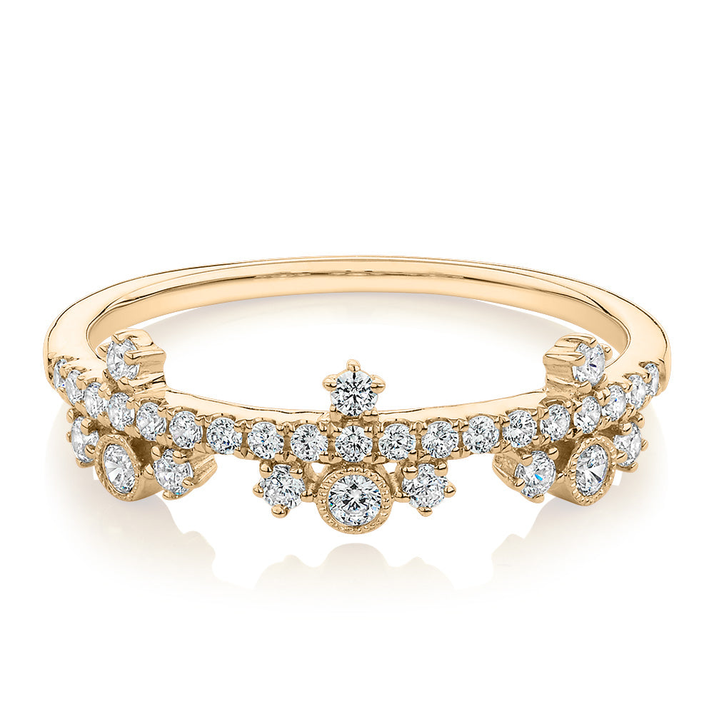 Wedding or eternity band with 0.35 carats* of diamond simulants in 10 carat yellow gold