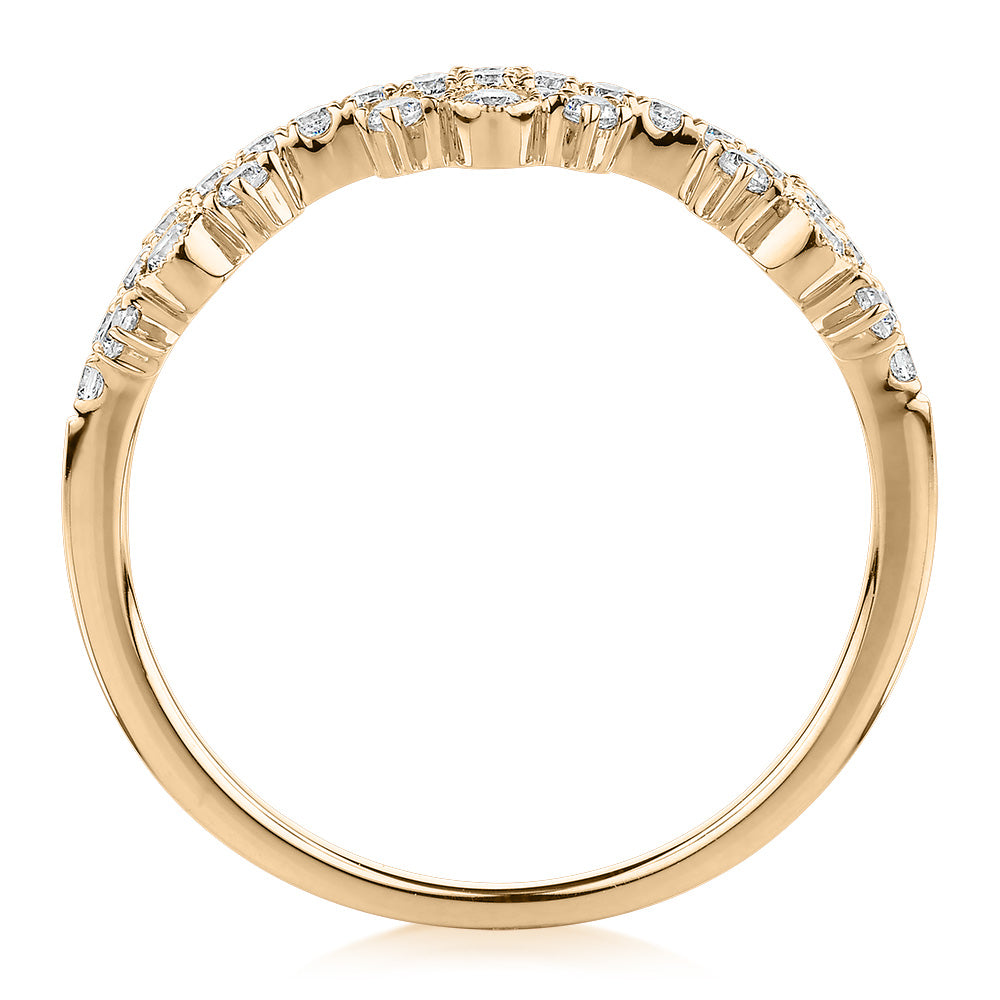 Wedding or eternity band with 0.35 carats* of diamond simulants in 10 carat yellow gold
