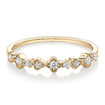 Wedding or eternity band with diamond simulants in 10 carat yellow gold