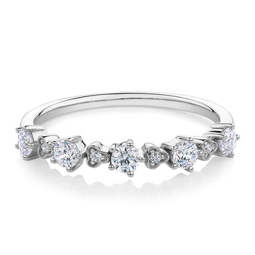 Wedding or eternity band with 0.32 carats* of diamond simulants in 10 carat white gold
