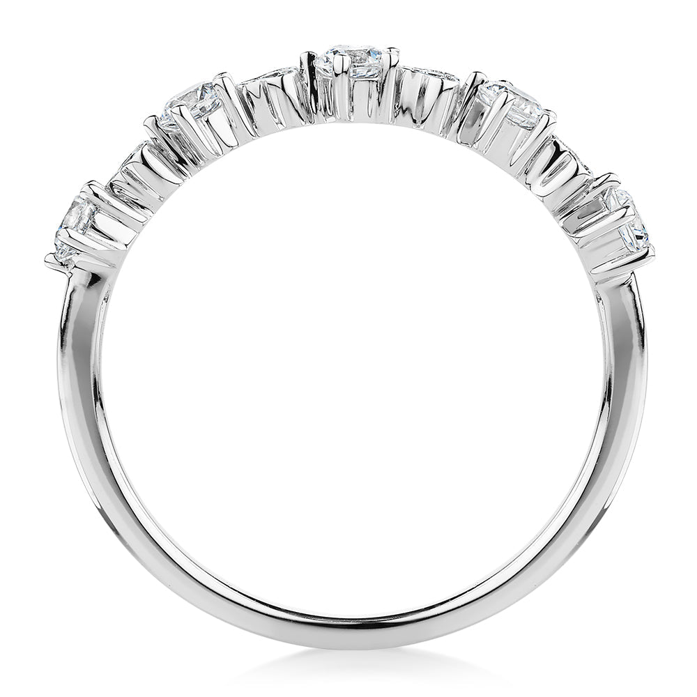 Wedding or eternity band with 0.32 carats* of diamond simulants in 10 carat white gold