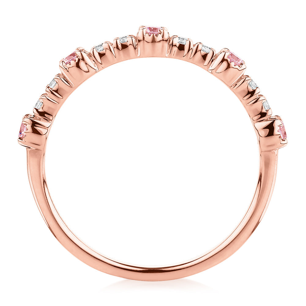 Wedding or eternity band with 0.23 carats* of diamond simulants in 10 carat rose gold