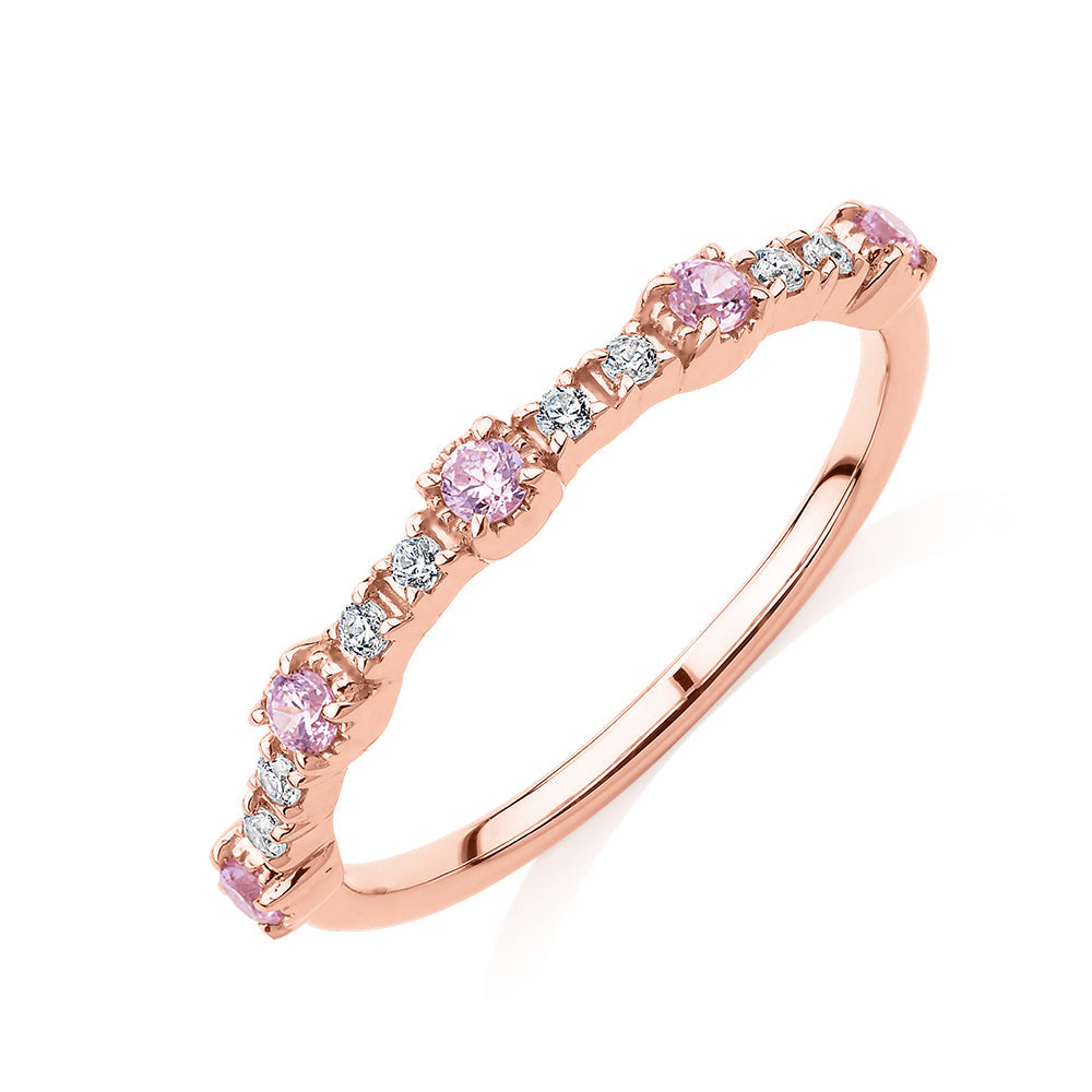 Wedding or eternity band with 0.23 carats* of diamond simulants in 10 carat rose gold