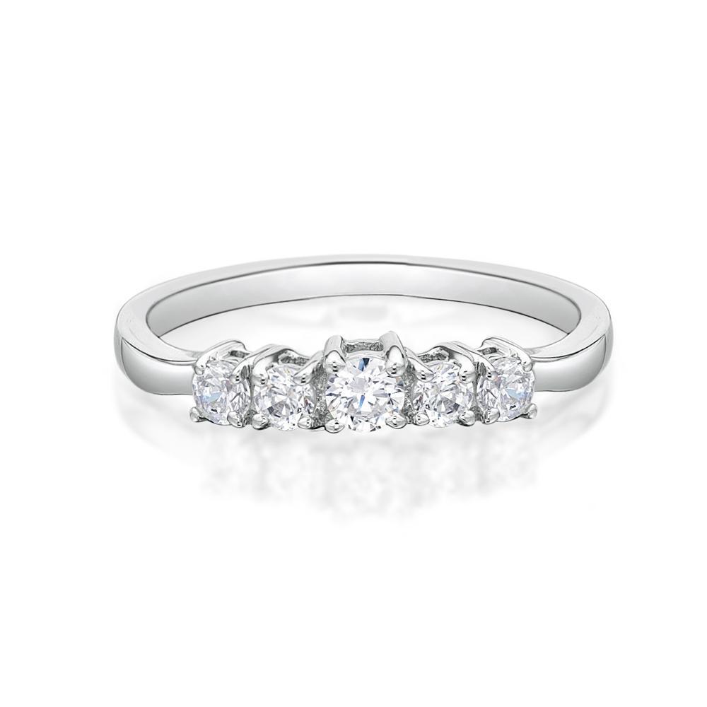 Five stone curved band in 14 carat white gold