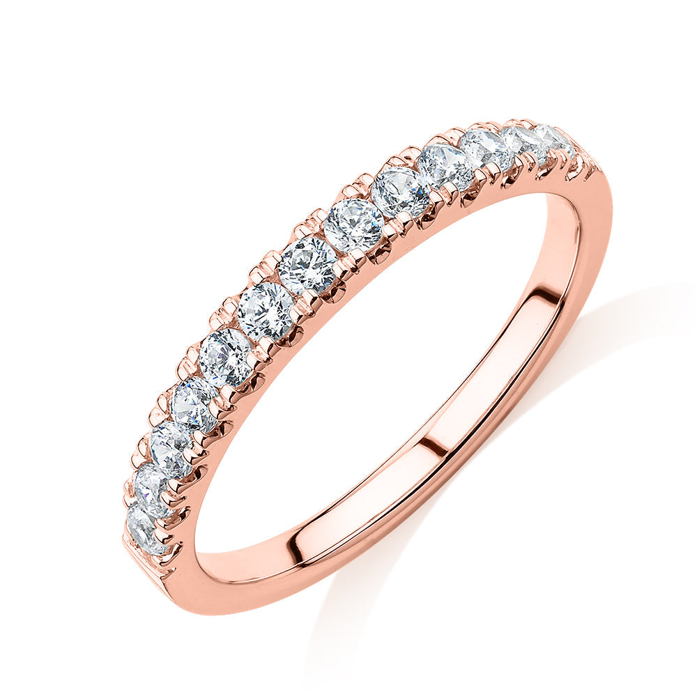 Wedding or eternity band with 0.39 carats* of diamond simulants in 10 carat rose gold