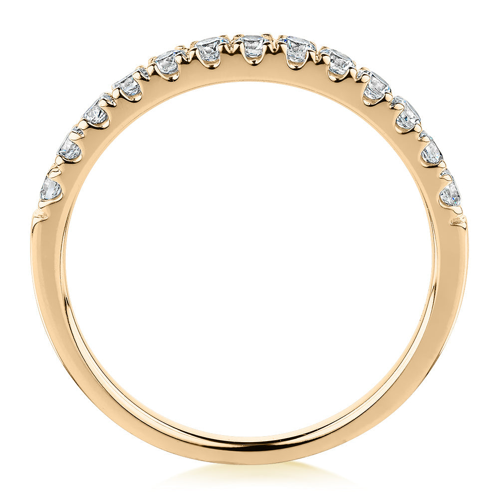 Wedding or eternity band with 0.39 carats* of diamond simulants in 10 carat yellow gold