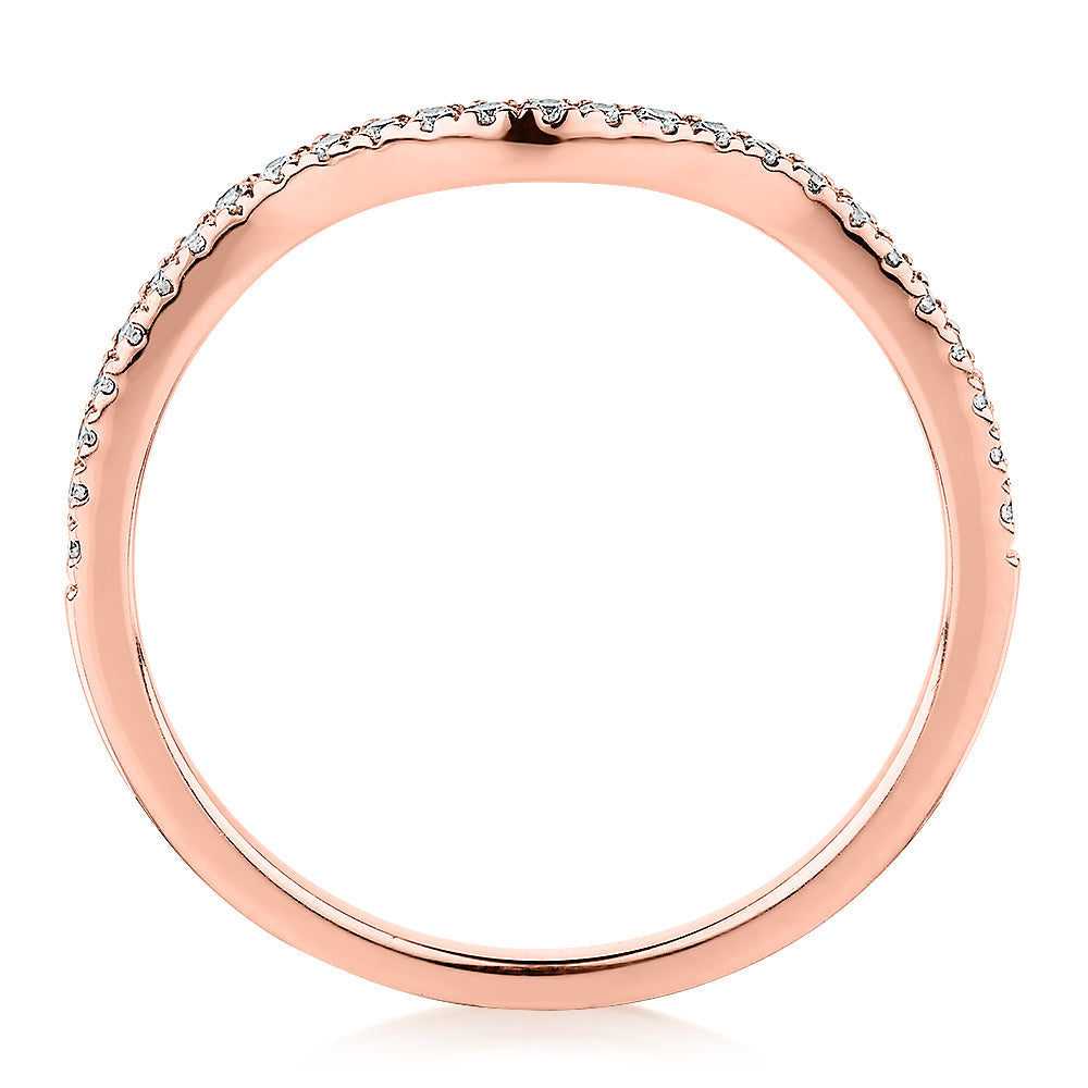 Curved wedding or eternity band in 14 carat rose gold