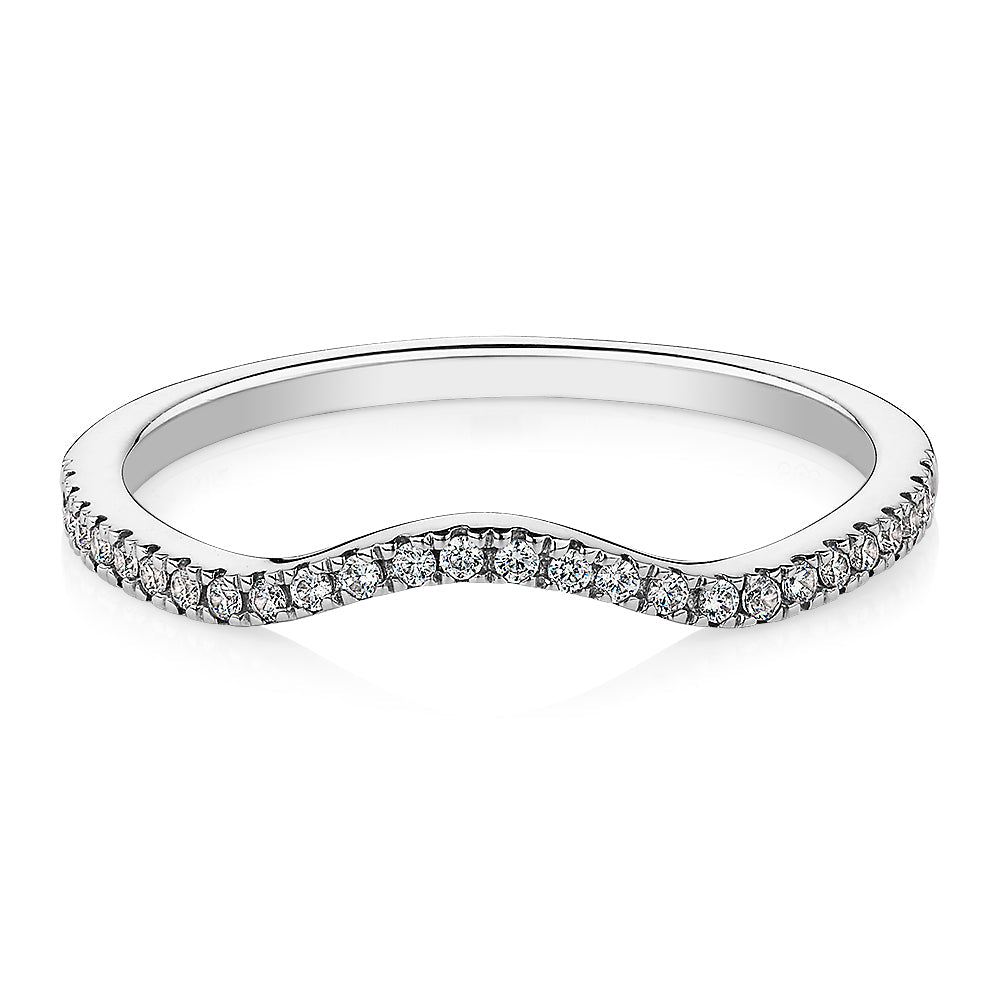 Curved wedding or eternity band in 14 carat white gold