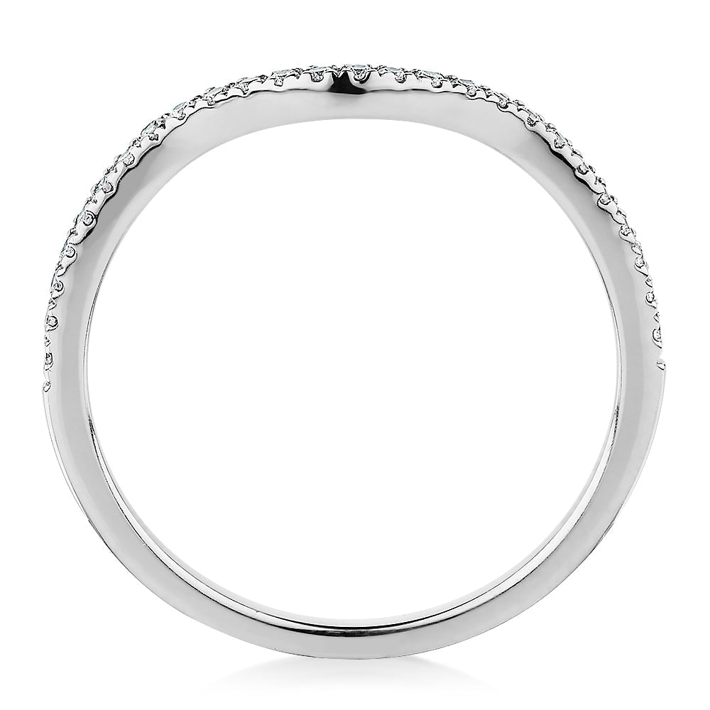 Curved wedding or eternity band in 14 carat white gold