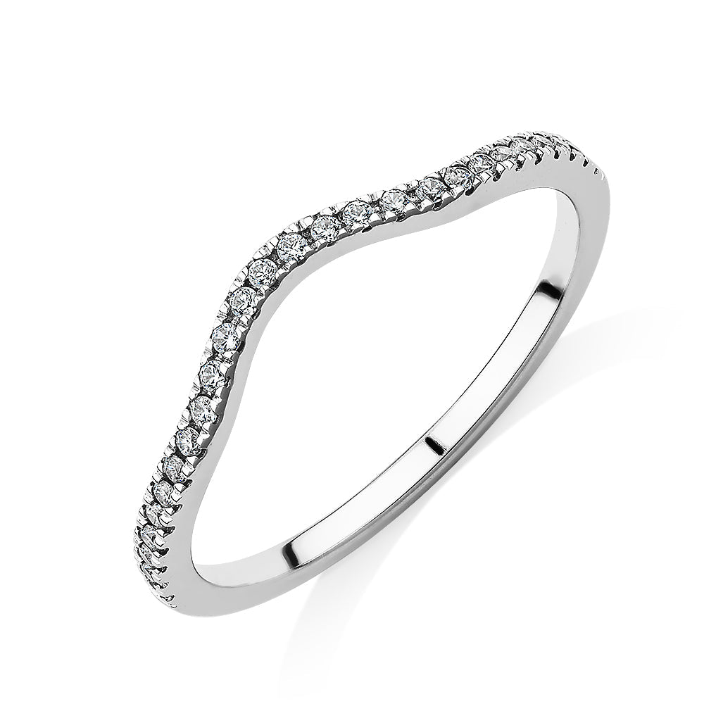 Curved wedding or eternity band in 14 carat white gold
