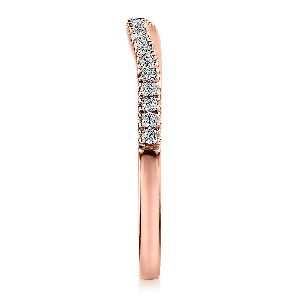 Curved wedding or eternity band in 14 carat rose gold
