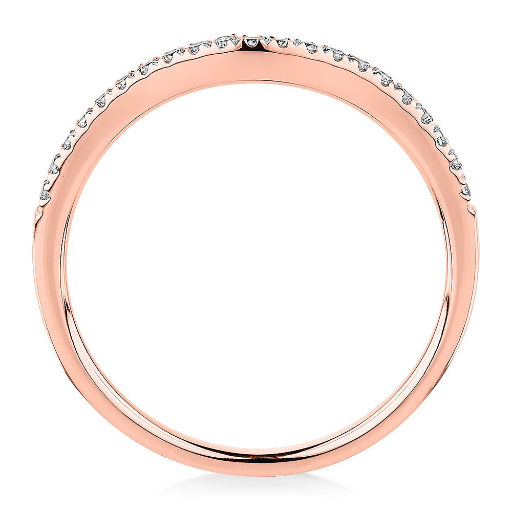 Curved wedding or eternity band in 14 carat rose gold