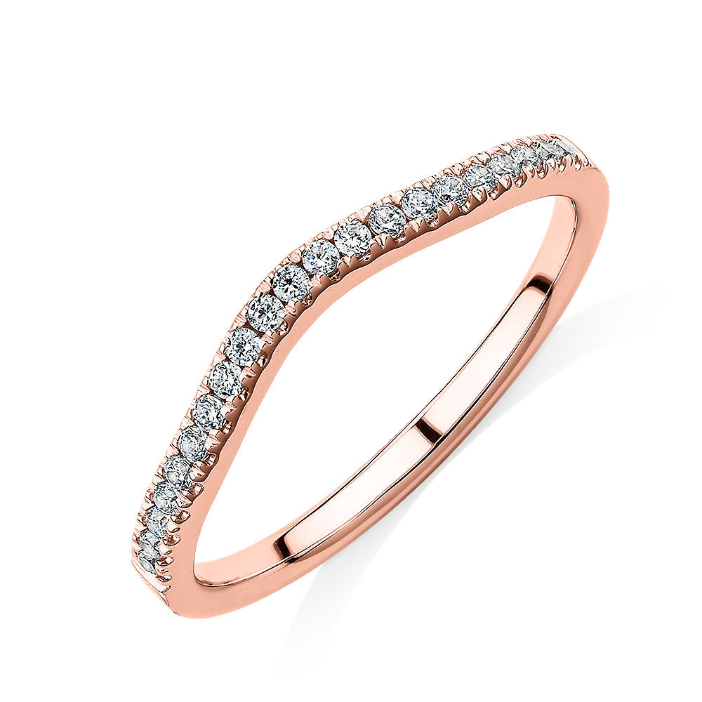 Curved wedding or eternity band in 14 carat rose gold