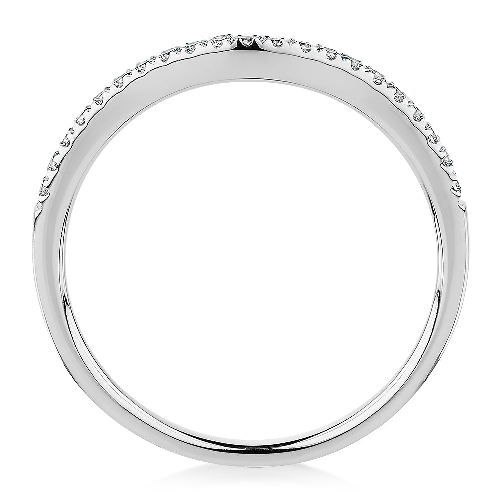 Curved wedding or eternity band in 14 carat white gold