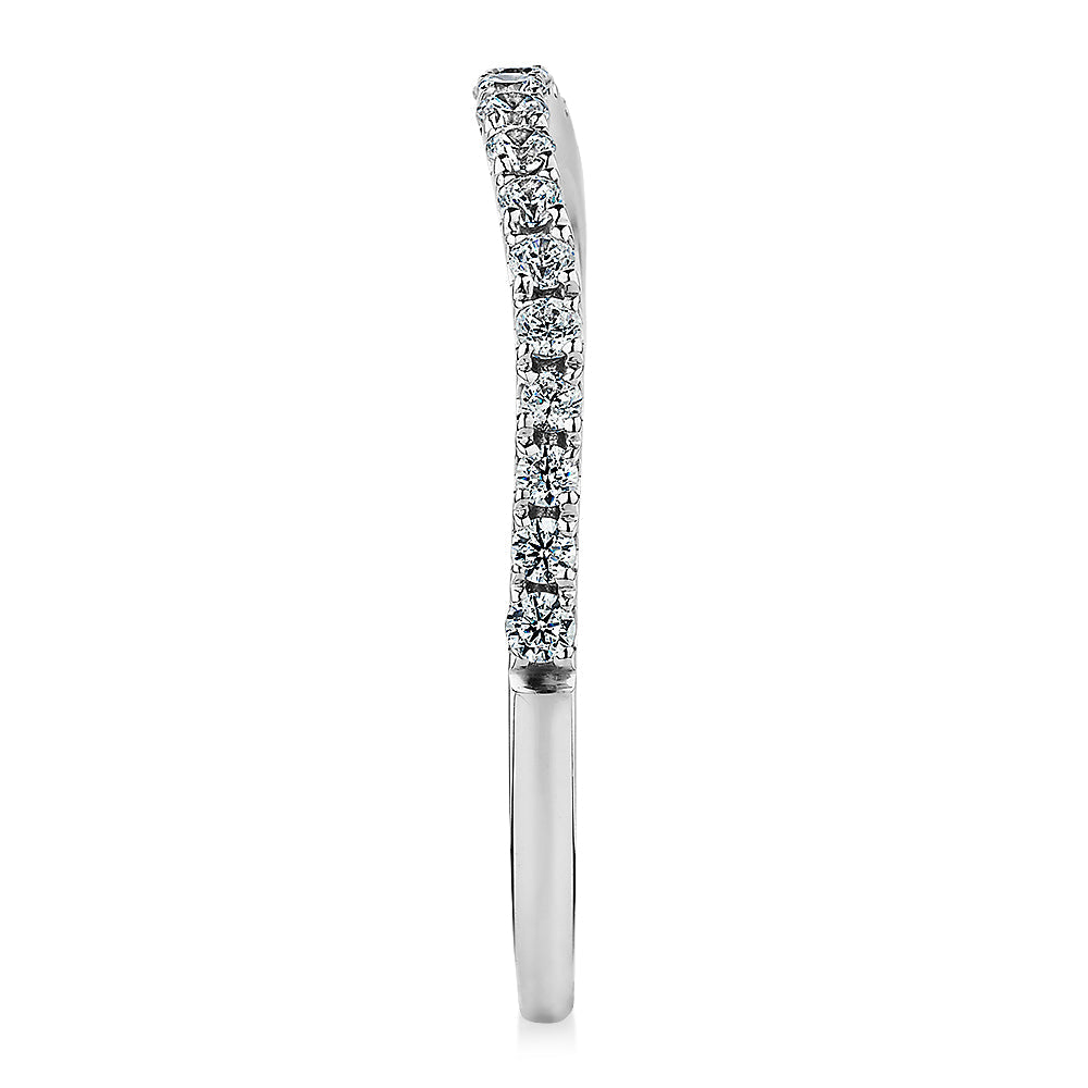 Curved wedding or eternity band in 10 carat white gold
