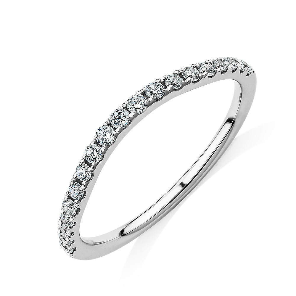 Curved wedding or eternity band in 10 carat white gold