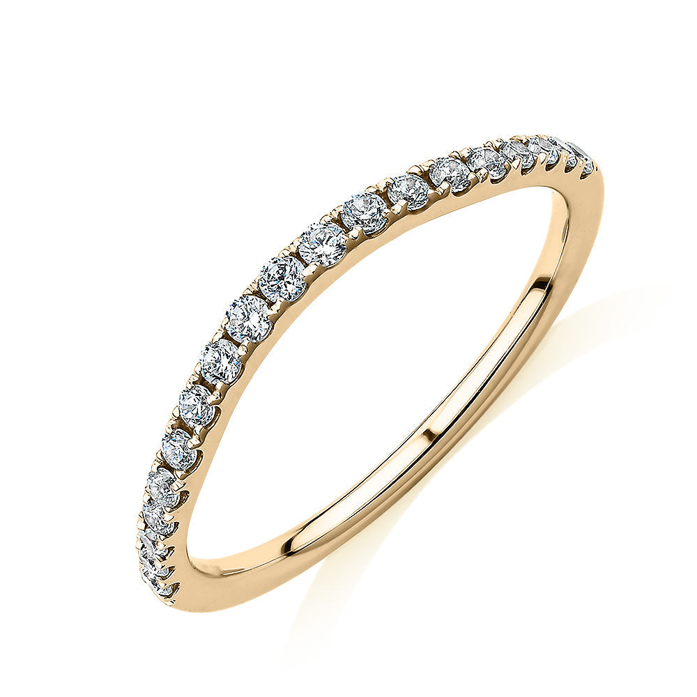 Curved wedding or eternity band in 10 carat yellow gold
