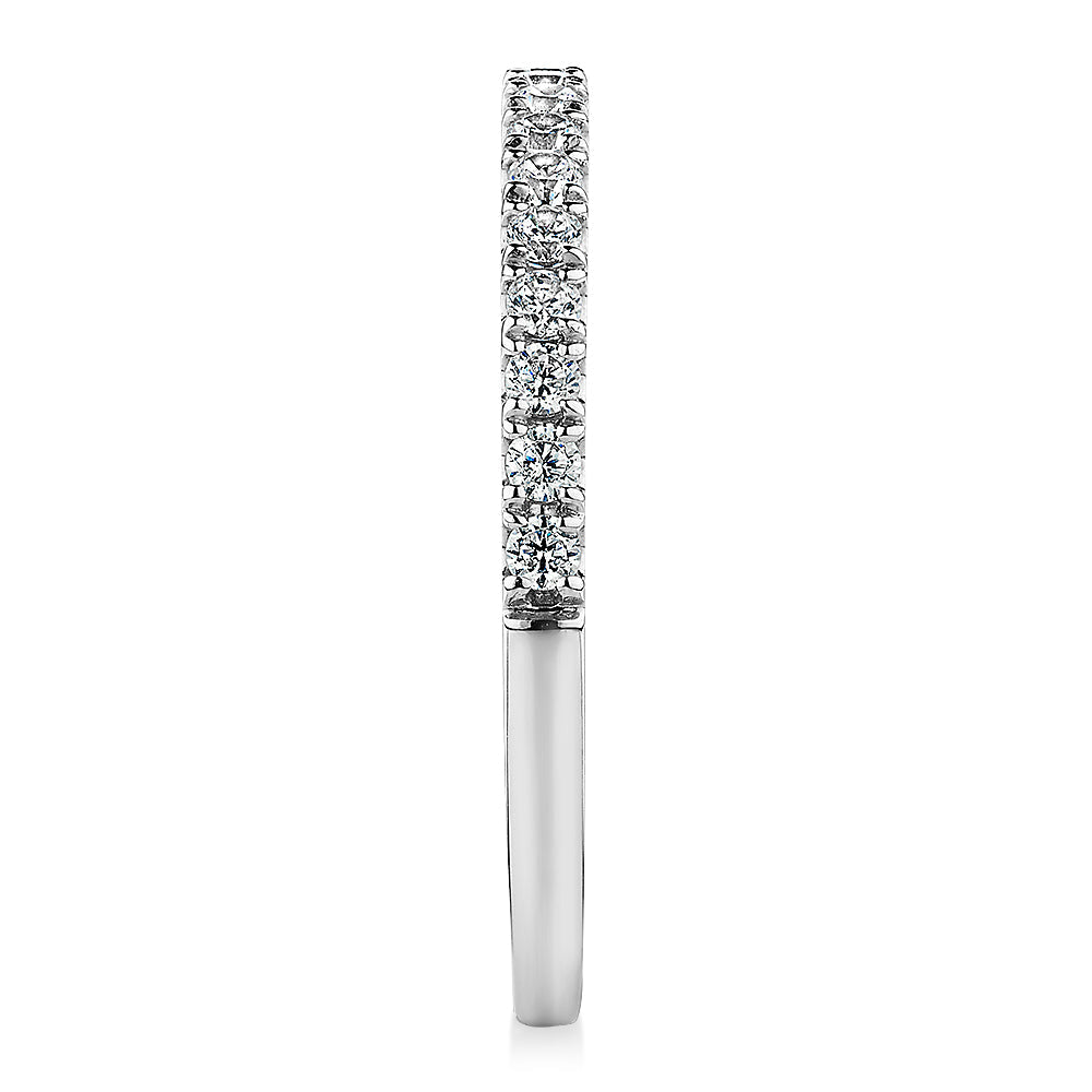 Wedding or eternity band with 0.25 carats* of diamond simulants in 10 carat white gold