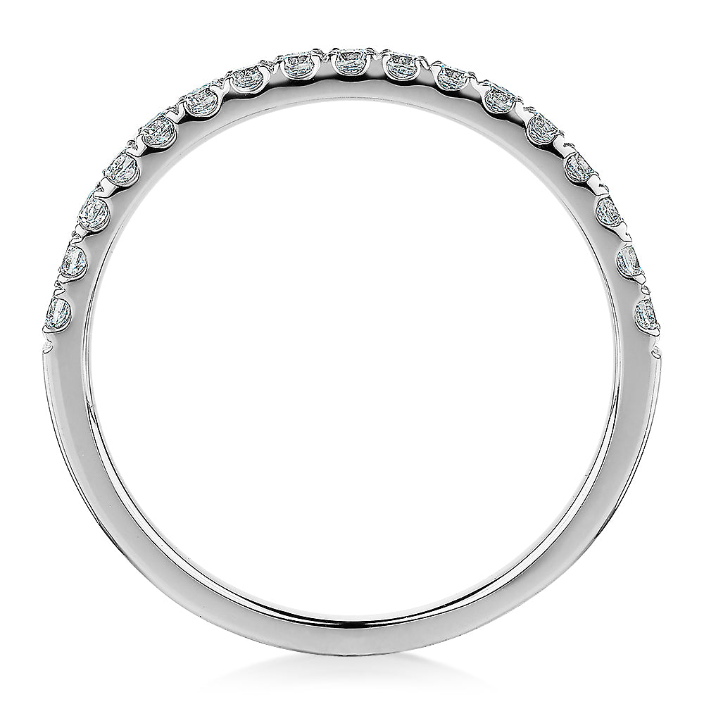 Wedding or eternity band with 0.25 carats* of diamond simulants in 10 carat white gold