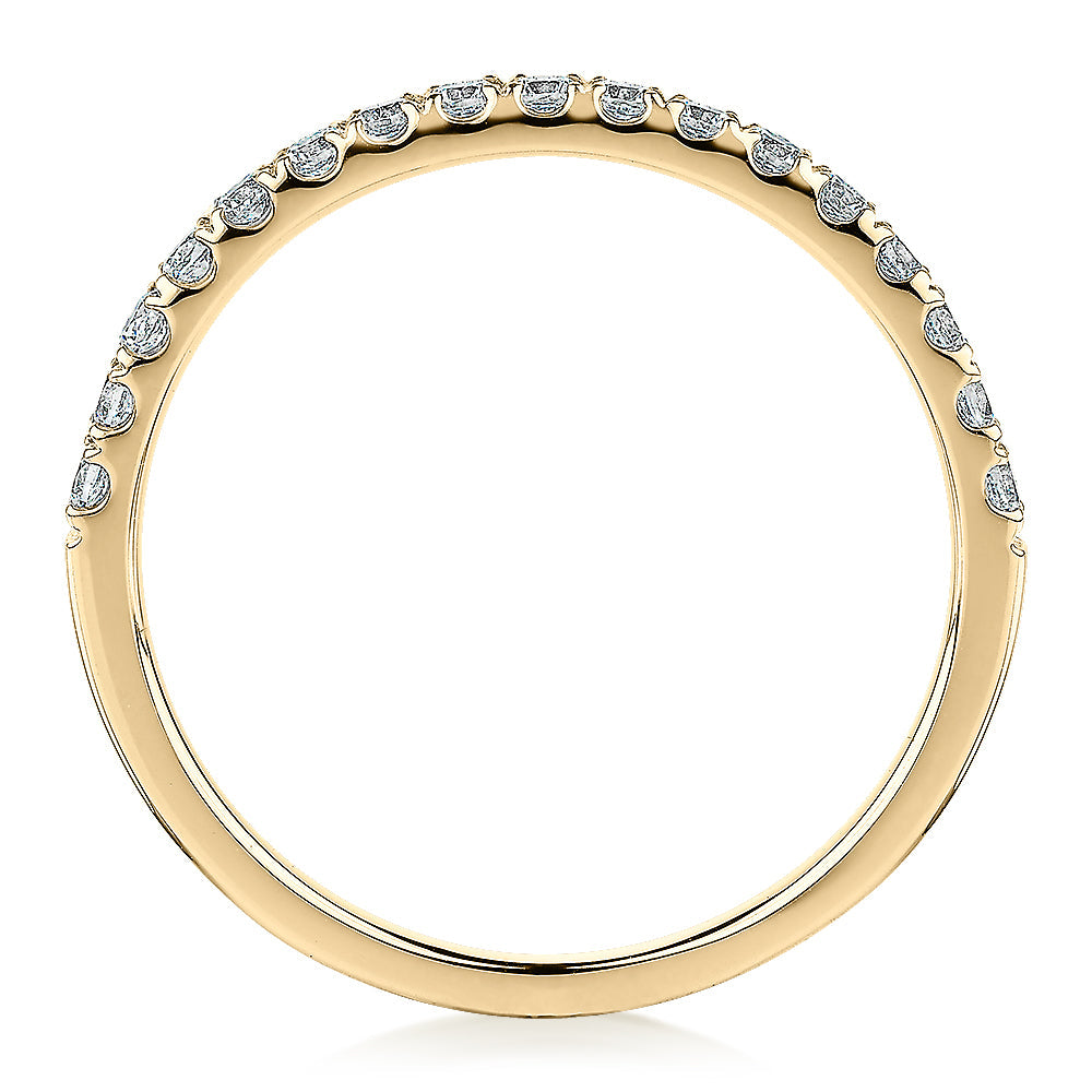 Wedding or eternity band with 0.25 carats* of diamond simulants in 10 carat yellow gold