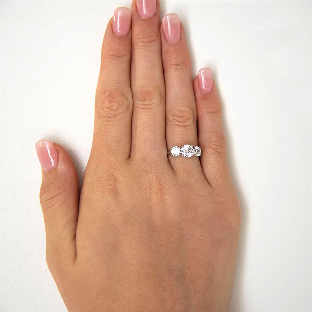 Signature Simulant Diamond 2.00 carat* TW round brilliant cut three stone engagement ring in 10 carat white gold