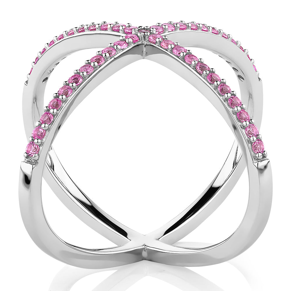 Dress ring with 0.45 carats* of diamond simulants in sterling silver