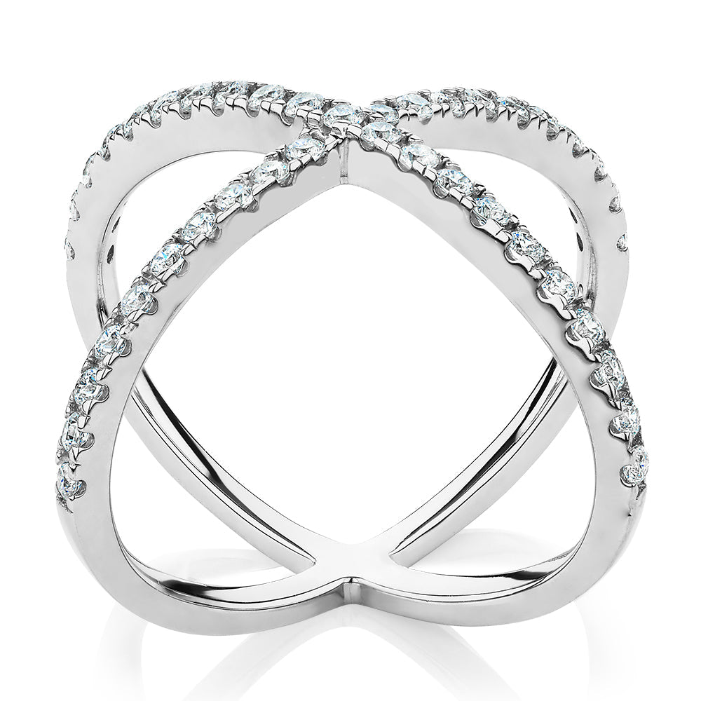 Dress ring with 0.45 carats* of diamond simulants in sterling silver