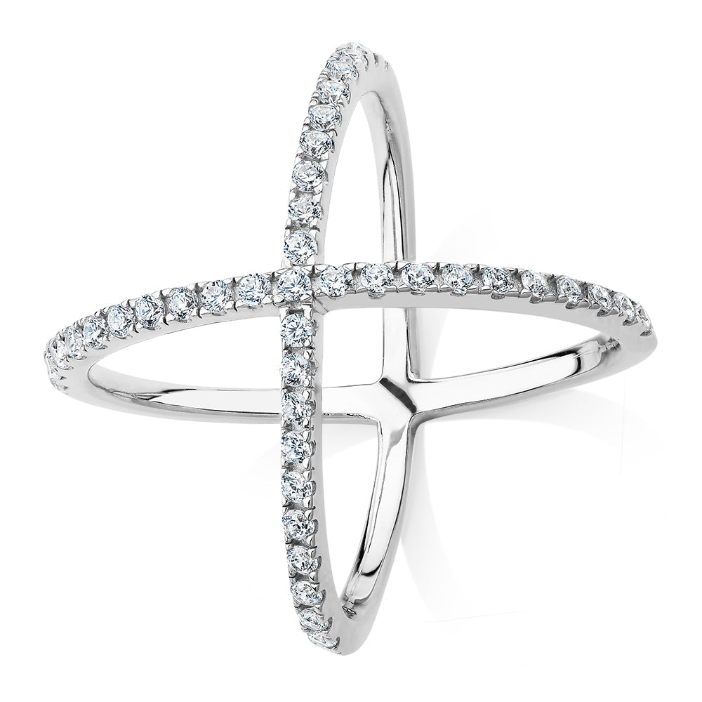 Dress ring with 0.45 carats* of diamond simulants in sterling silver