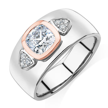 Synergy dress ring with 0.93 carats* of diamond simulants in 10 carat rose gold and sterling silver secondary view