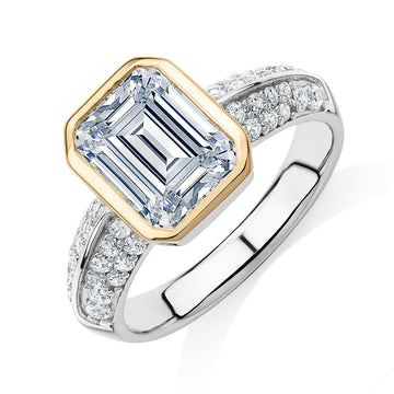 Synergy dress ring with 3 carats* of diamond simulants in 10 carat yellow gold and sterling silver secondary view