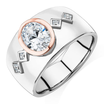 Synergy dress ring with 1.36 carats* of diamond simulants in 10 carat rose gold and sterling silver secondary view