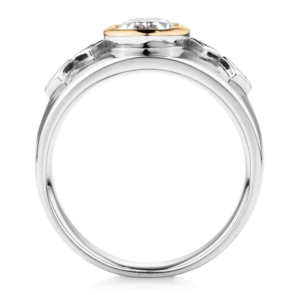 Synergy dress ring with 1.36 carats* of diamond simulants in 10 carat yellow gold and sterling silver