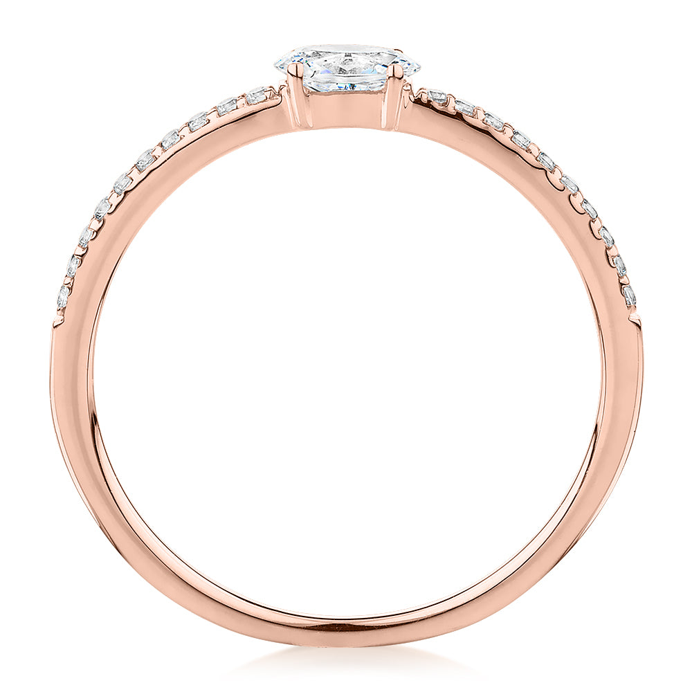 Dress ring with 0.31 carats* of diamond simulants in 10 carat rose gold