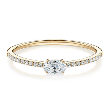 Dress ring with 0.31 carats* of diamond simulants in 10 carat yellow gold