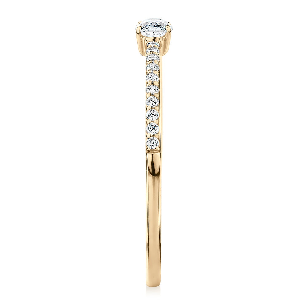 Dress ring with 0.31 carats* of diamond simulants in 10 carat yellow gold