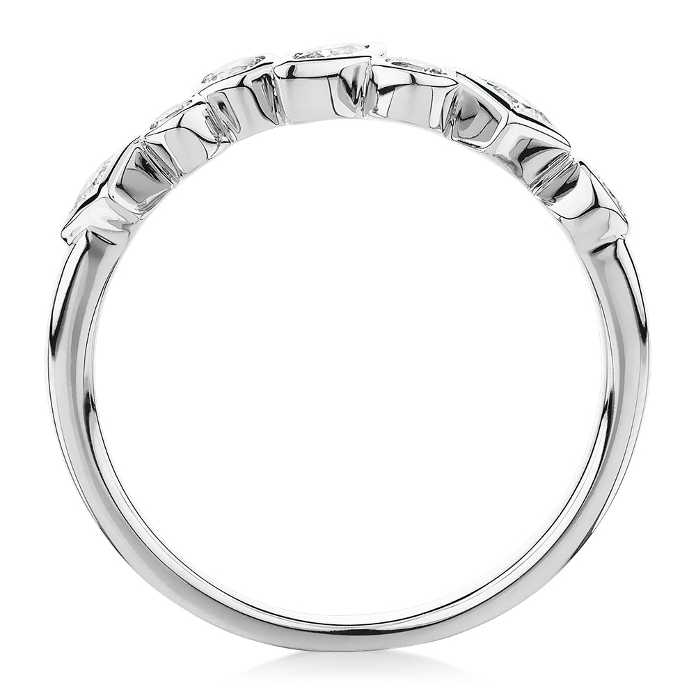 Dress ring with 0.48 carats* of diamond simulants in 10 carat white gold