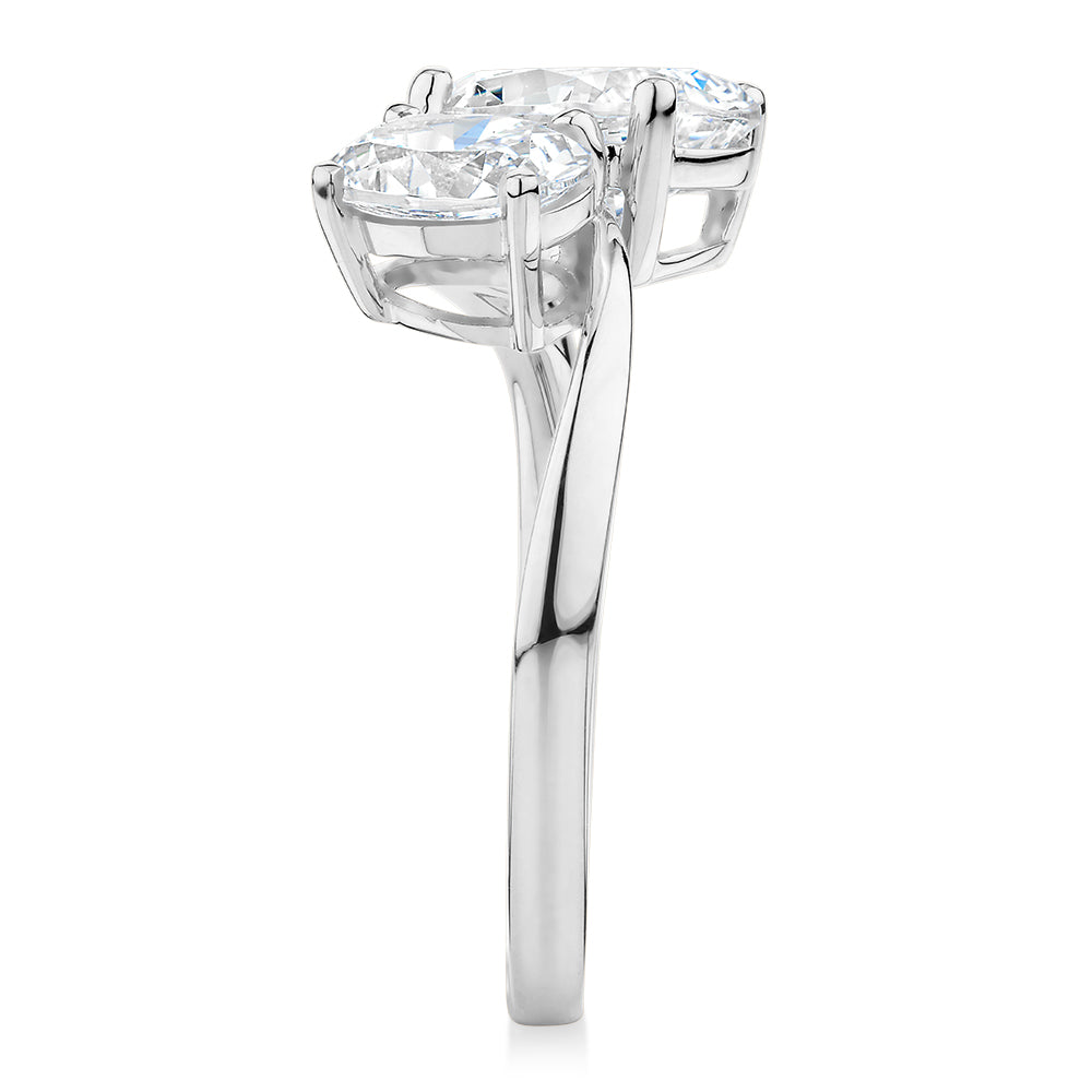 Dress ring with 2.62 carats* of diamond simulants in 10 carat white gold