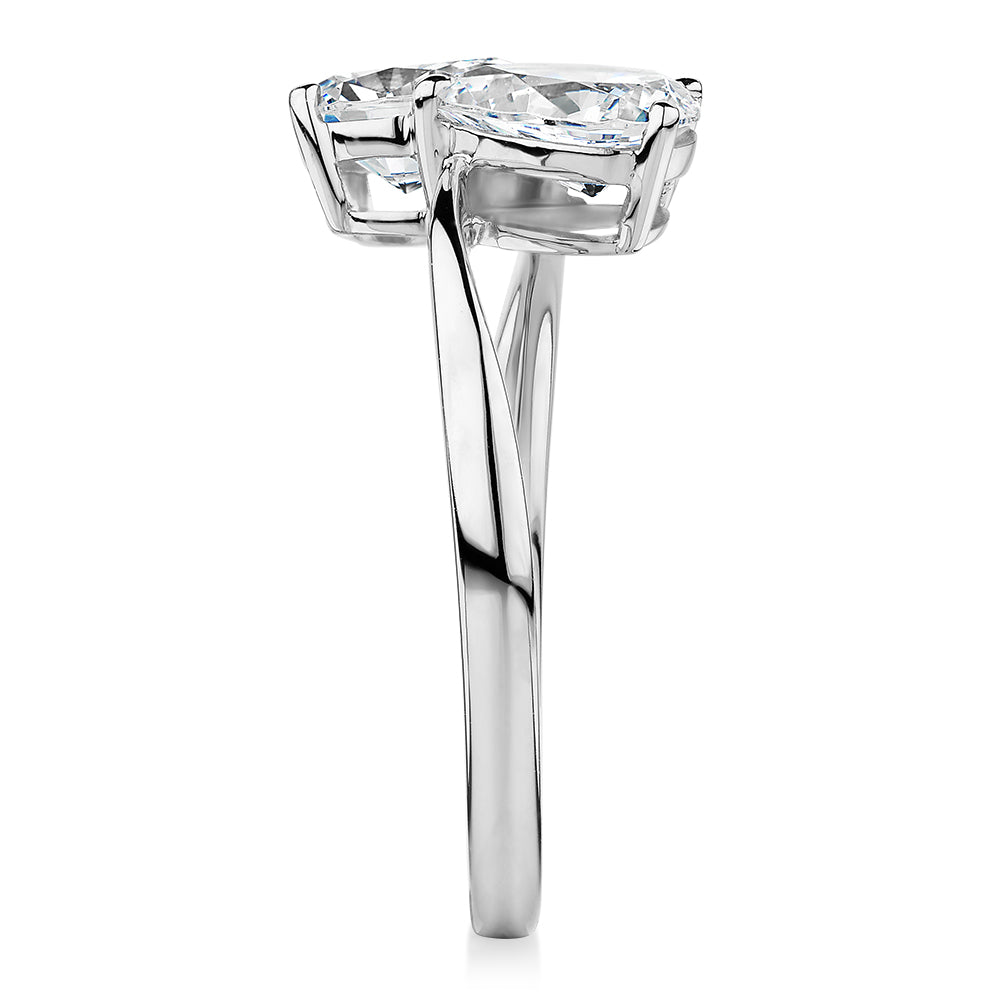 Dress ring with 1.42 carats* of diamond simulants in 10 carat white gold