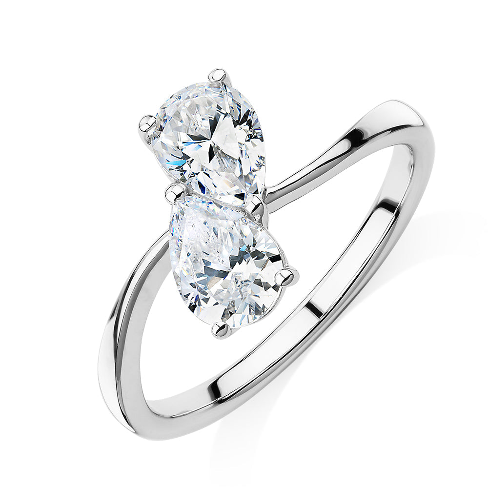 Dress ring with 1.42 carats* of diamond simulants in 10 carat white gold