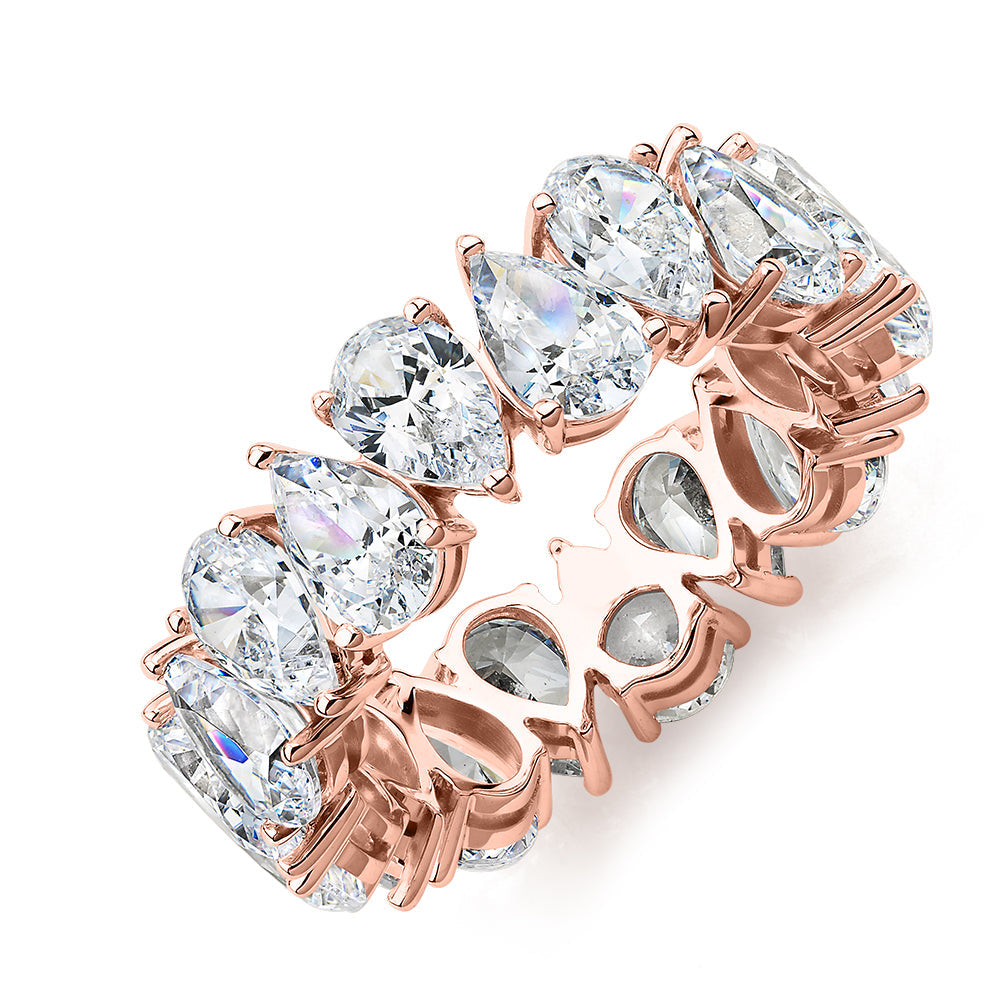 All-rounder eternity band with 7.02 carats* of diamond simulants in 10 carat rose gold