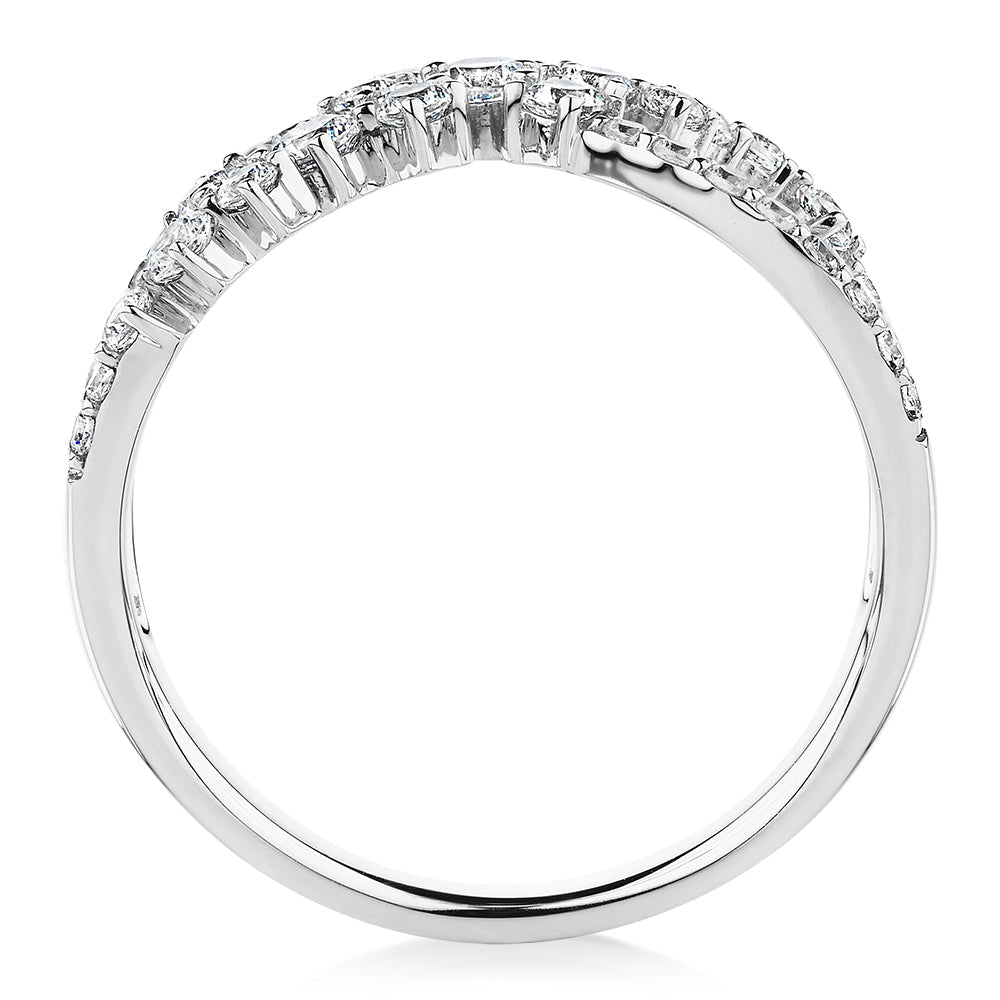 Dress ring with 0.59 carats* of diamond simulants in 10 carat white gold